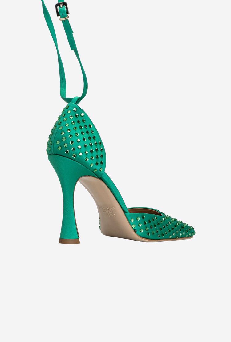 Women's Pinko Rhinestones Heels Green | Australia-12405869