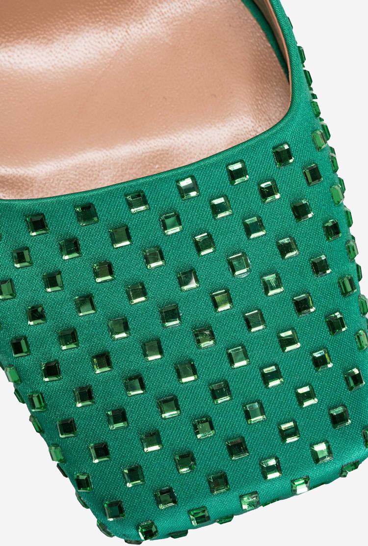 Women's Pinko Rhinestones Heels Green | Australia-12405869