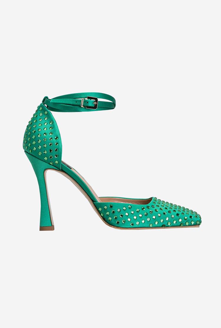 Women\'s Pinko Rhinestones Heels Green | Australia-12405869