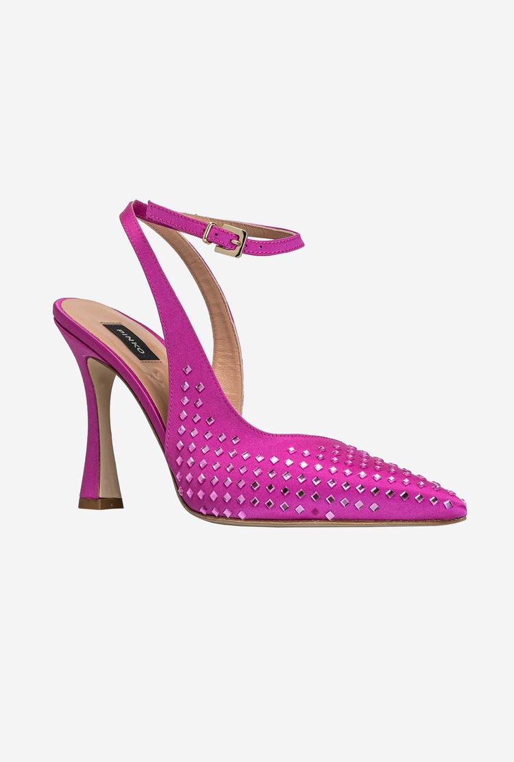 Women's Pinko Rhinestones Heels Red | Australia-10249359