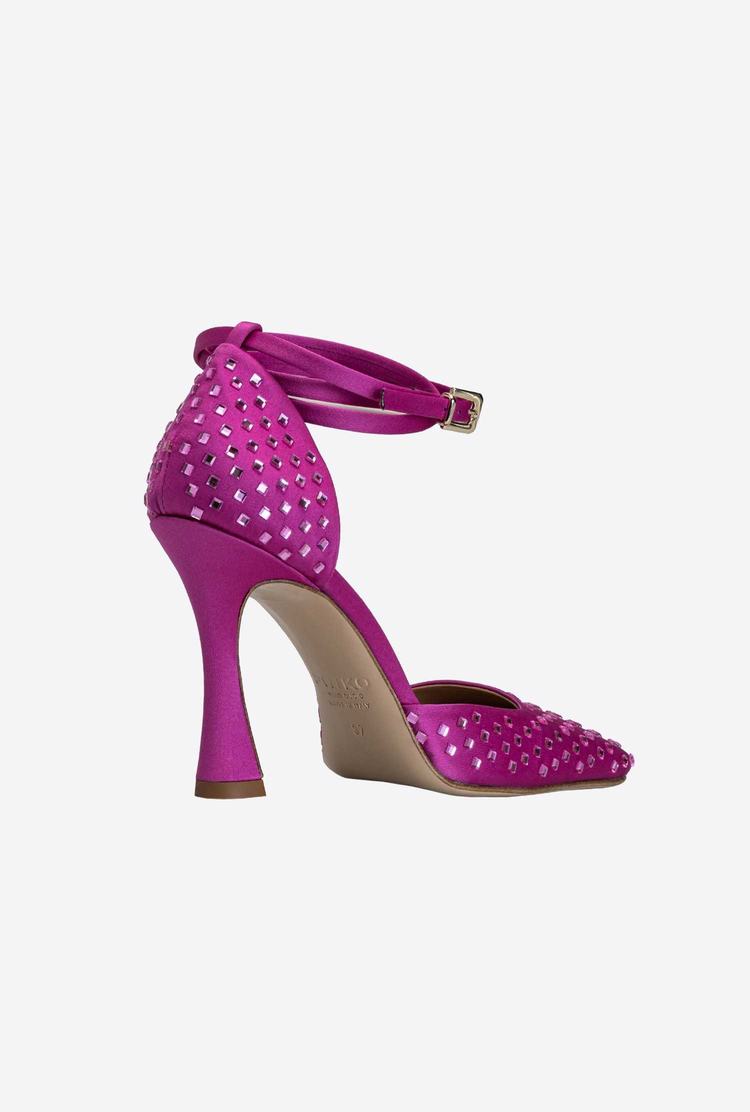 Women's Pinko Rhinestones Heels Red | Australia-43260899