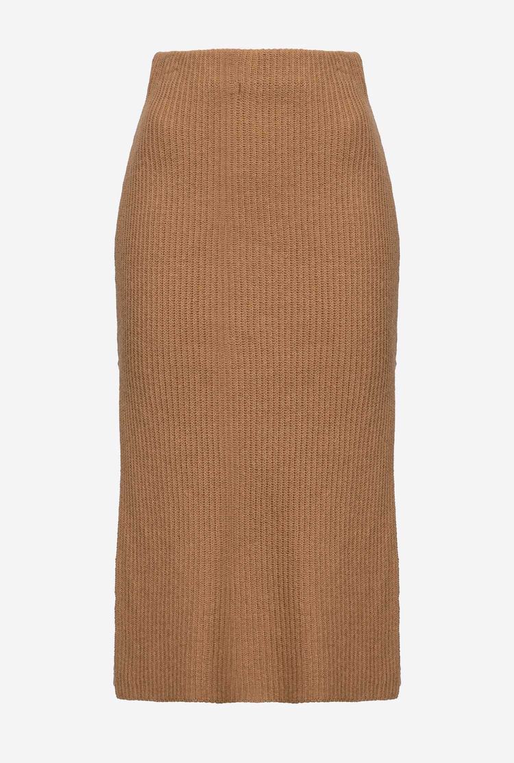 Women's Pinko Ribbed Knit Skirts Brown Beige | Australia-52670319