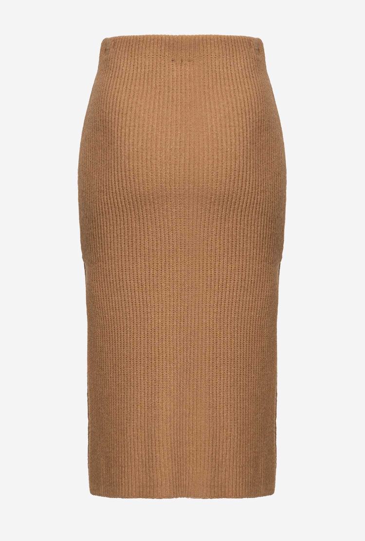 Women's Pinko Ribbed Knit Skirts Brown Beige | Australia-52670319