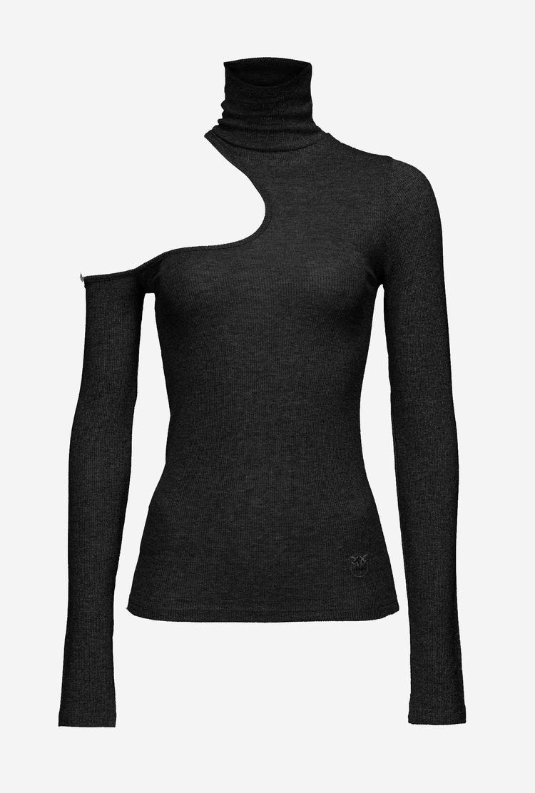 Women's Pinko Ribbed Lurex Sweaters Black | Australia-08352749