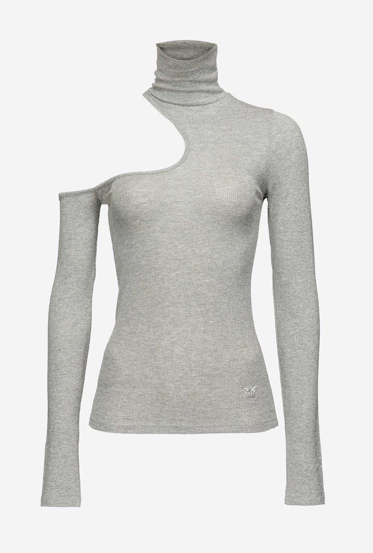 Women's Pinko Ribbed Lurex Sweaters Metal Silver | Australia-27164939