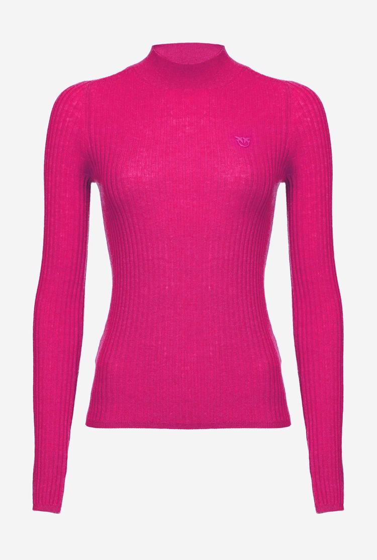 Women's Pinko Ribbed Mock-turtleneck Sweaters Fuchsia | Australia-24837569