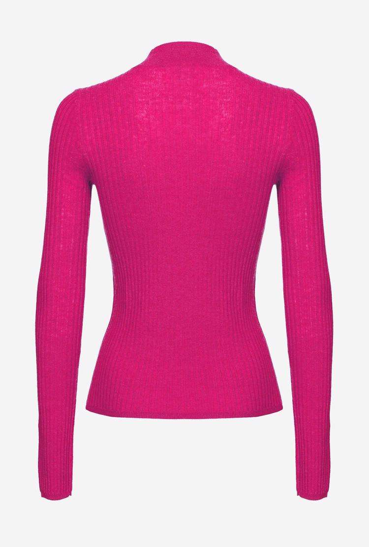 Women's Pinko Ribbed Mock-turtleneck Sweaters Fuchsia | Australia-24837569