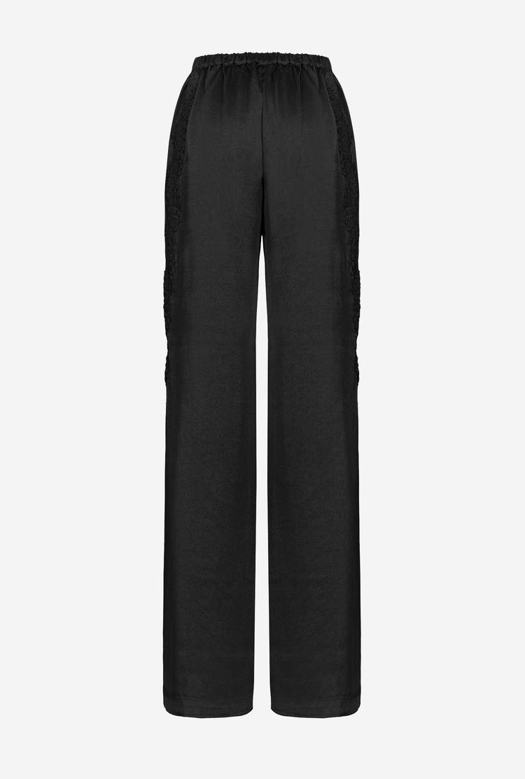 Women's Pinko Satin And Lace Pants Black | Australia-91286039