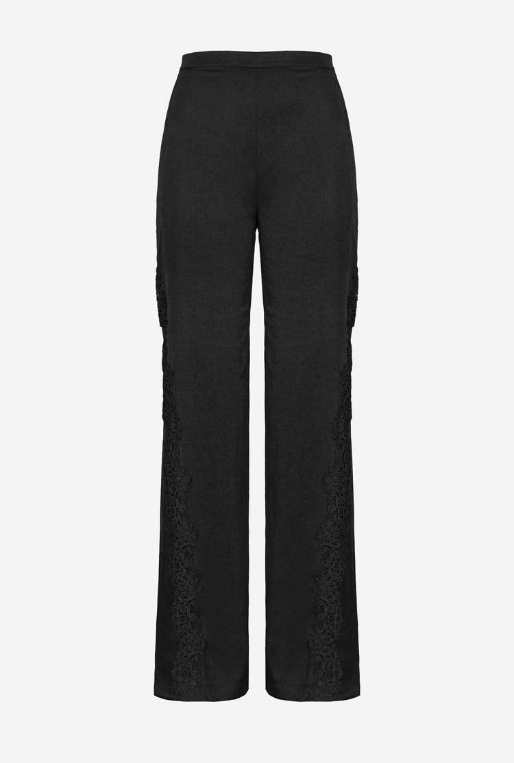 Women\'s Pinko Satin And Lace Pants Black | Australia-91286039