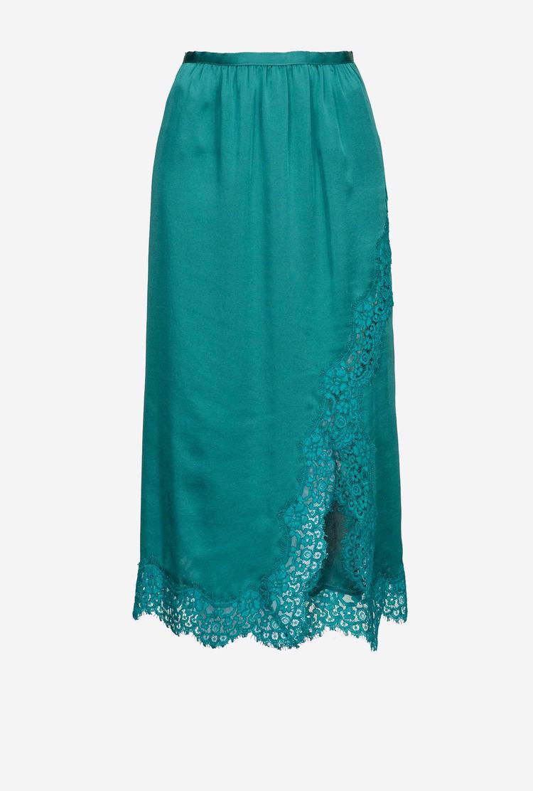 Women's Pinko Satin And Lace Skirts Green | Australia-27638499