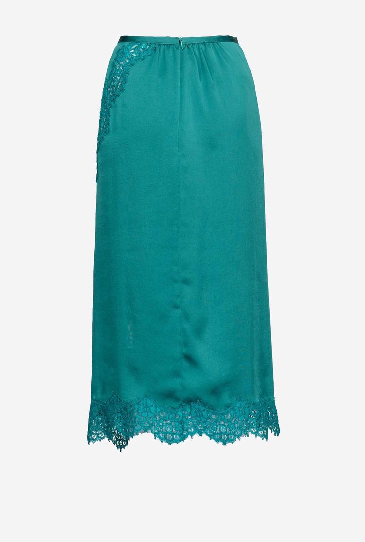 Women's Pinko Satin And Lace Skirts Green | Australia-27638499