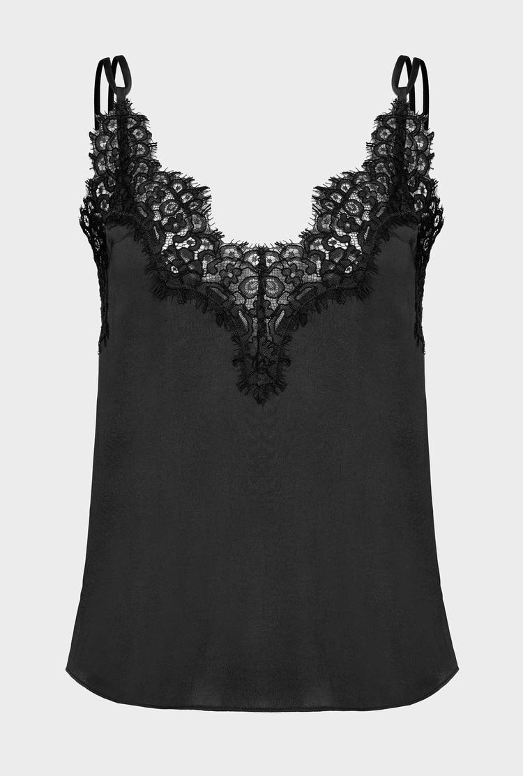 Women's Pinko Satin And Lace Tanks Black | Australia-94315809