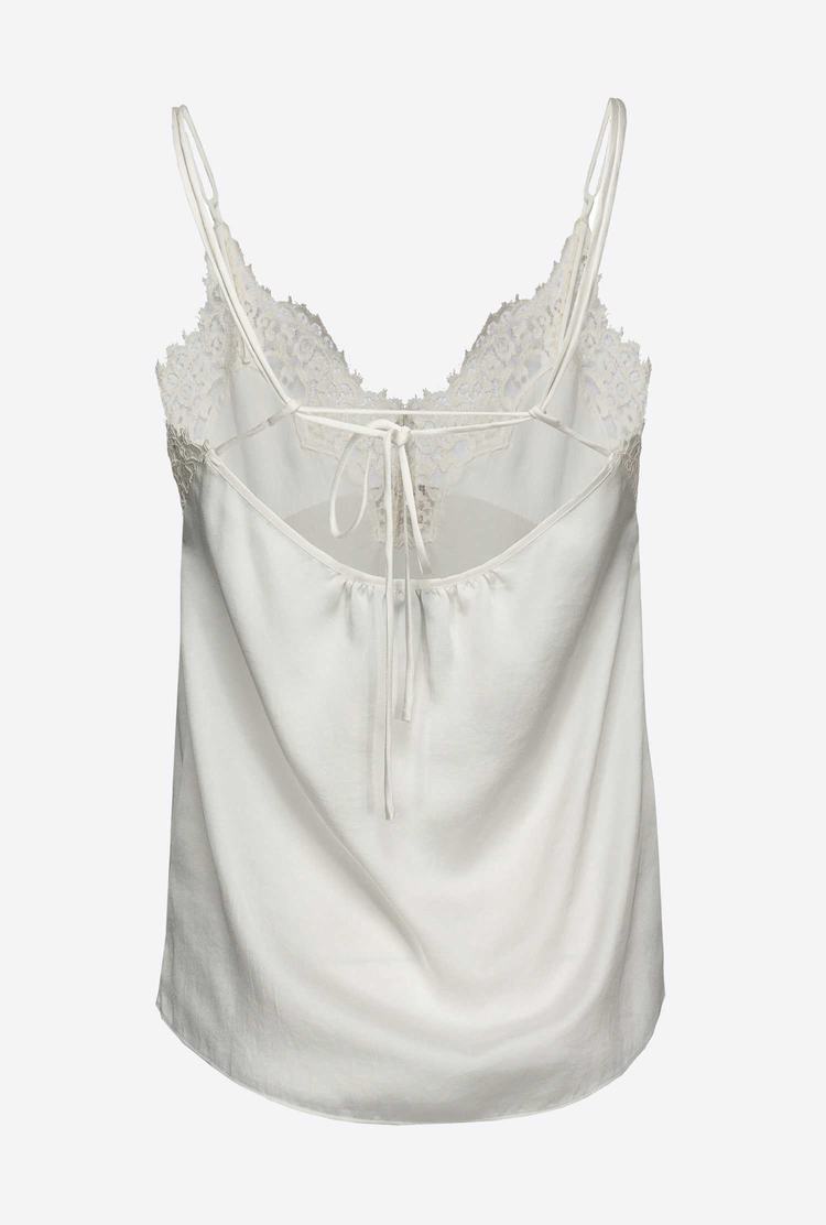 Women's Pinko Satin And Lace Tanks White | Australia-68157239