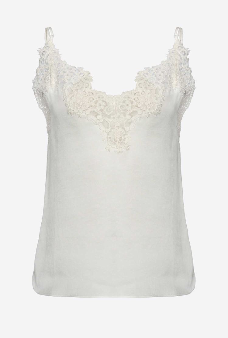 Women\'s Pinko Satin And Lace Tanks White | Australia-68157239