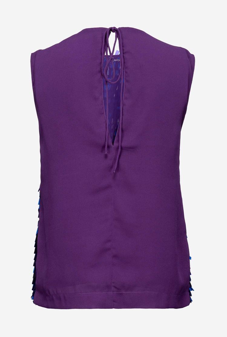 Women's Pinko Sequin Fringe Tanks Purple | Australia-18546209