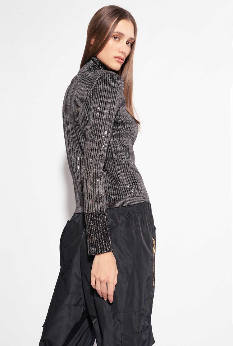 Women's Pinko Sequinned Sweaters Black/Silver | Australia-82973019