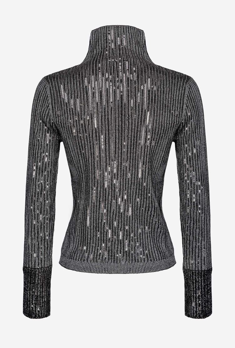 Women's Pinko Sequinned Sweaters Black/Silver | Australia-82973019