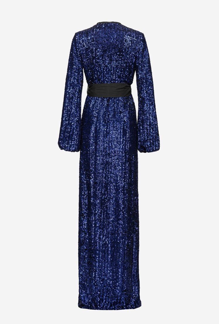 Women's Pinko Sequinned Wraparound Dress Blue | Australia-96401389