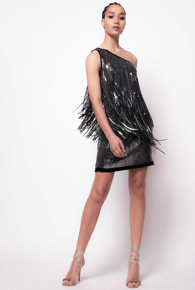 Women\'s Pinko Sequins And Fringing Dress Grey | Australia-04385619