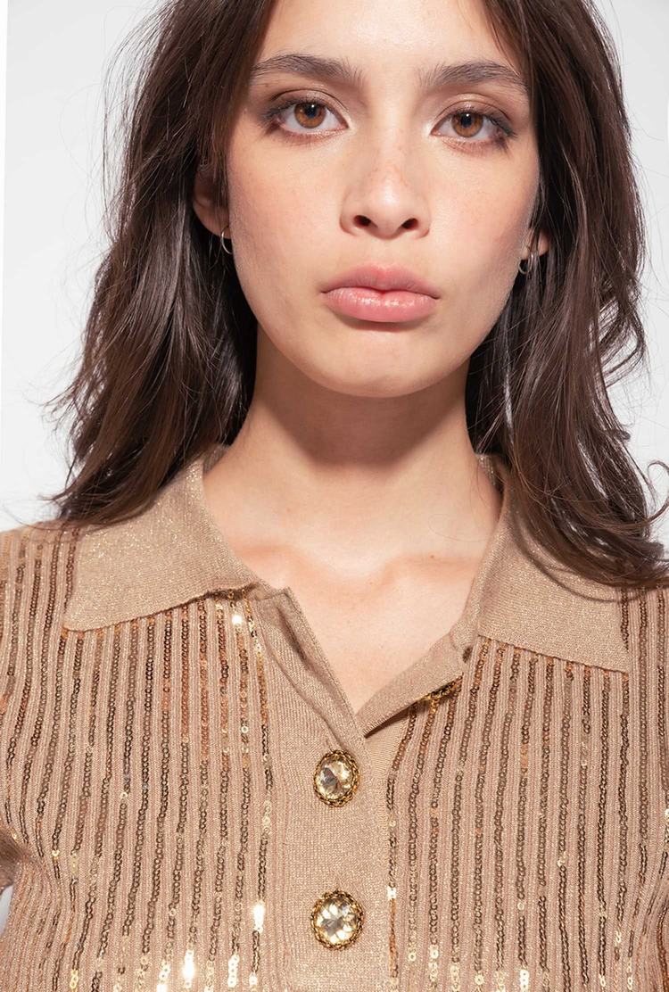 Women's Pinko Sequins Sweaters Brown/Gold | Australia-98034269