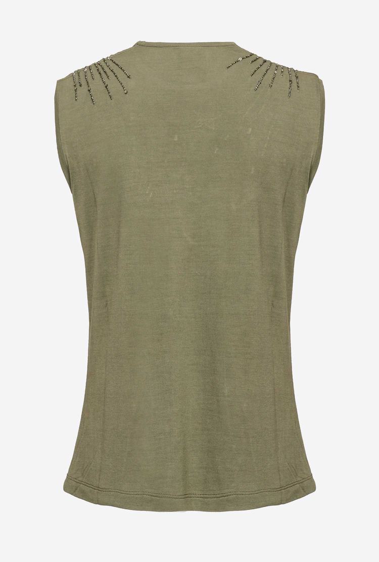 Women's Pinko Shiny Star Embroidery Tanks Green | Australia-03742859