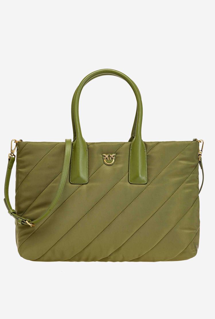 Women\'s Pinko Shopper Shoulder Bags Green Gold | Australia-98146209