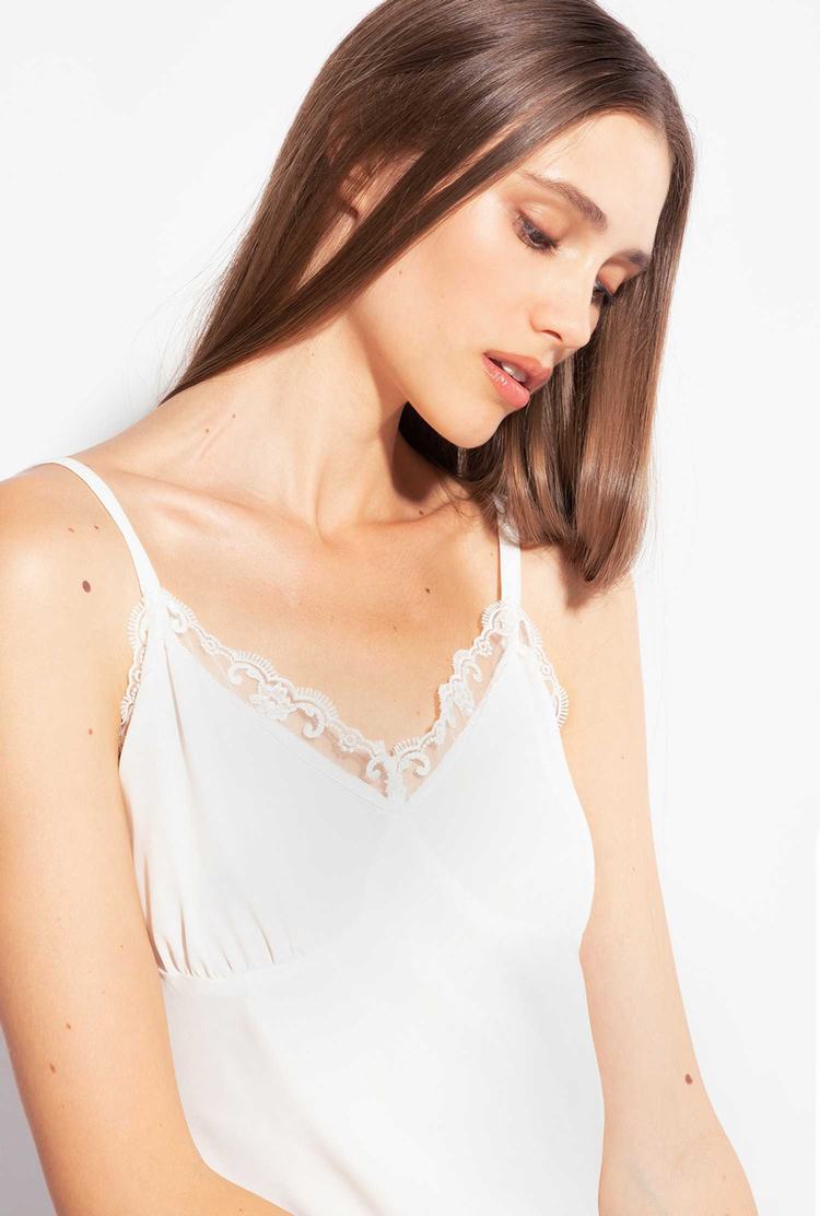 Women's Pinko Silk And Lace Tanks White | Australia-30957819