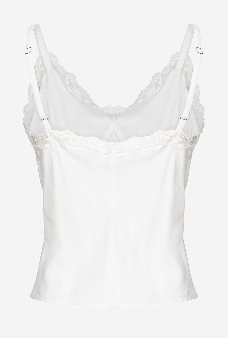 Women's Pinko Silk And Lace Tanks White | Australia-30957819