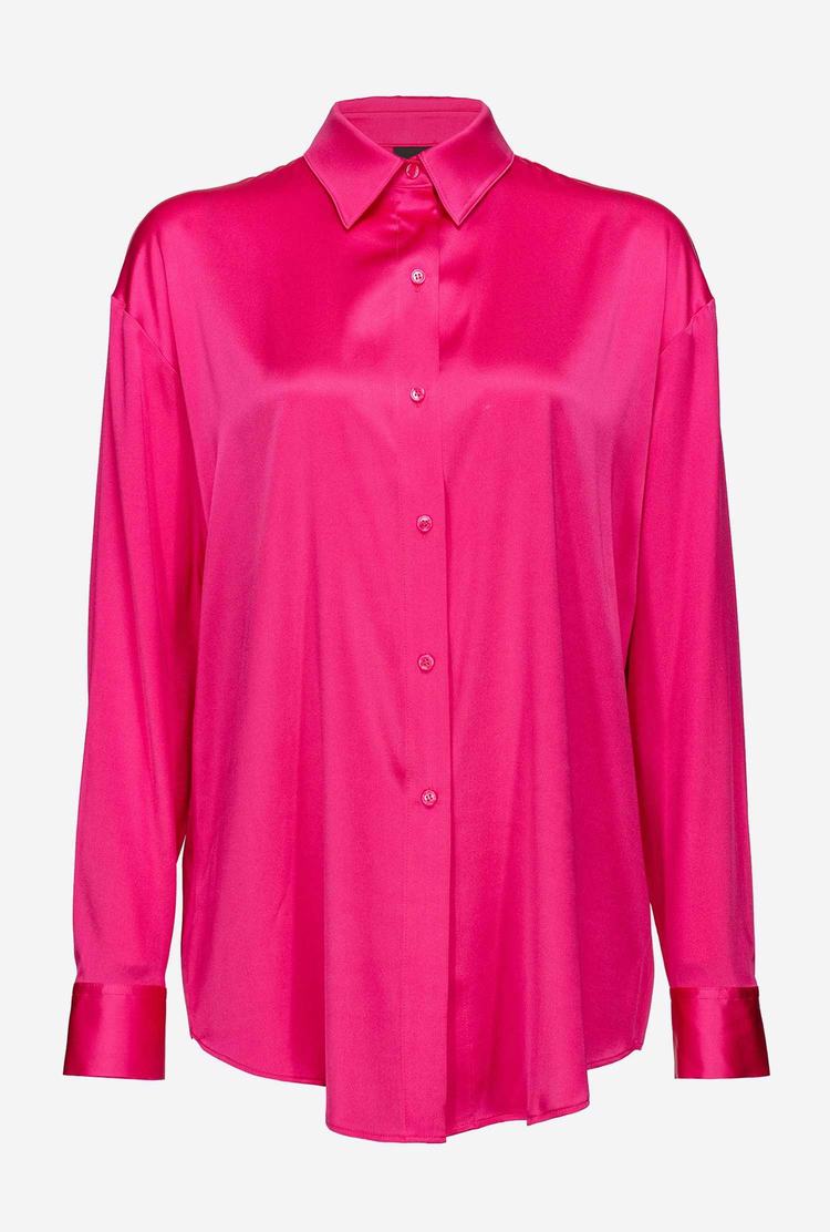 Women's Pinko Silk Satin Shirts Fuchsia Purple | Australia-70381469