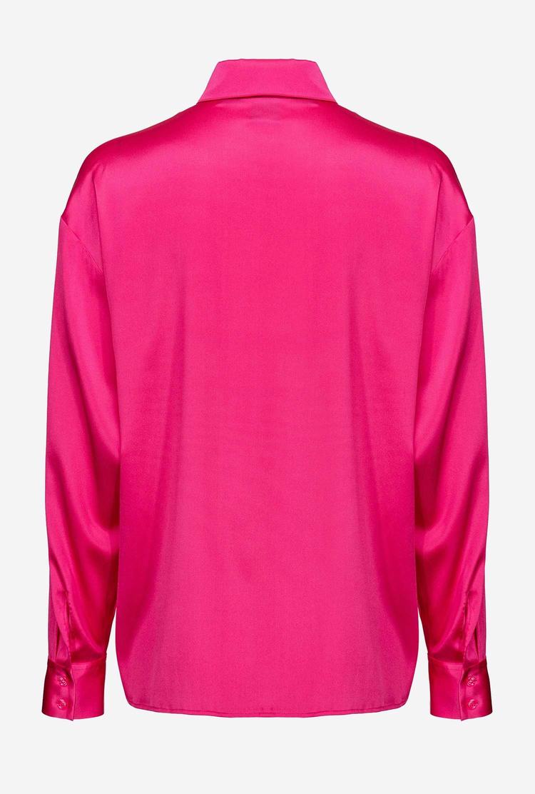 Women's Pinko Silk Satin Shirts Fuchsia Purple | Australia-70381469