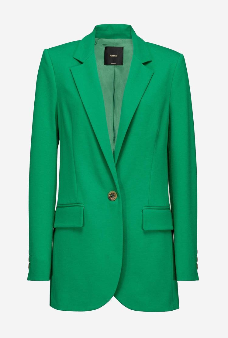 Women's Pinko Single-breasted Fabric-stitch Blazers Green | Australia-27196389