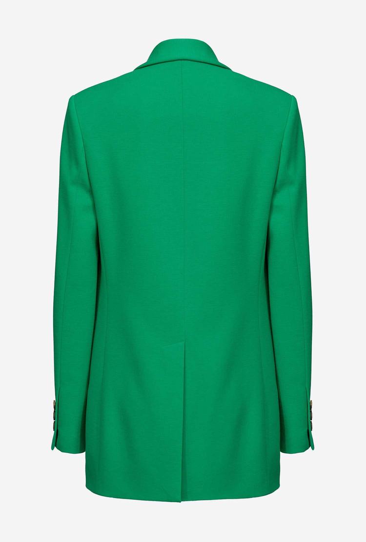 Women's Pinko Single-breasted Fabric-stitch Blazers Green | Australia-27196389