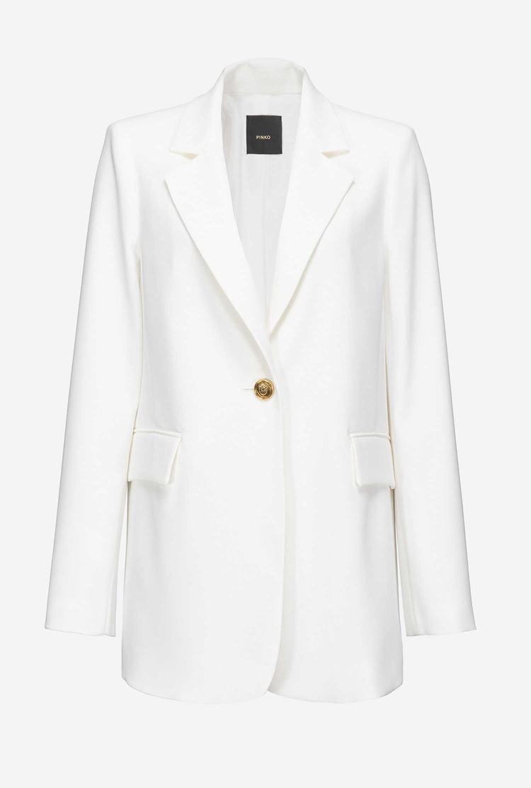 Women's Pinko Single-breasted Stretch Crêpe Blazers White | Australia-56487939