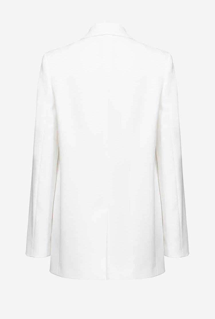 Women's Pinko Single-breasted Stretch Crêpe Blazers White | Australia-56487939