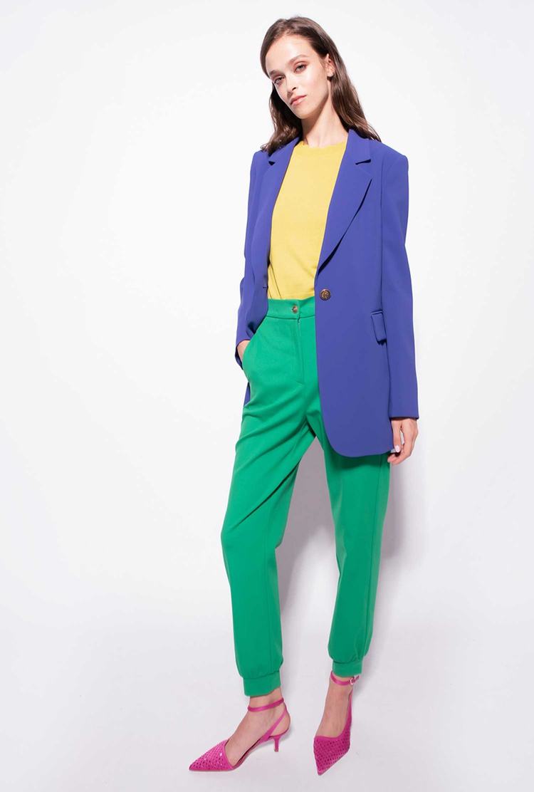 Women's Pinko Single-breasted Stretch Crêpe Blazers Blue | Australia-90173859