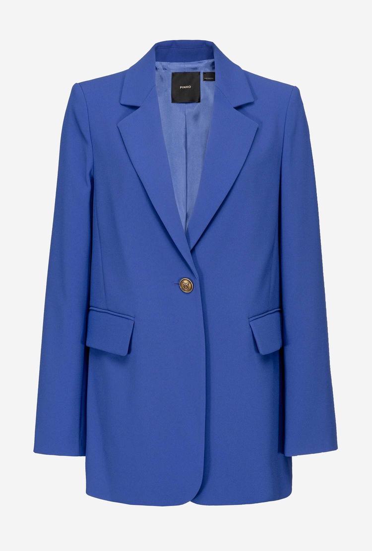 Women's Pinko Single-breasted Stretch Crêpe Blazers Blue | Australia-90173859