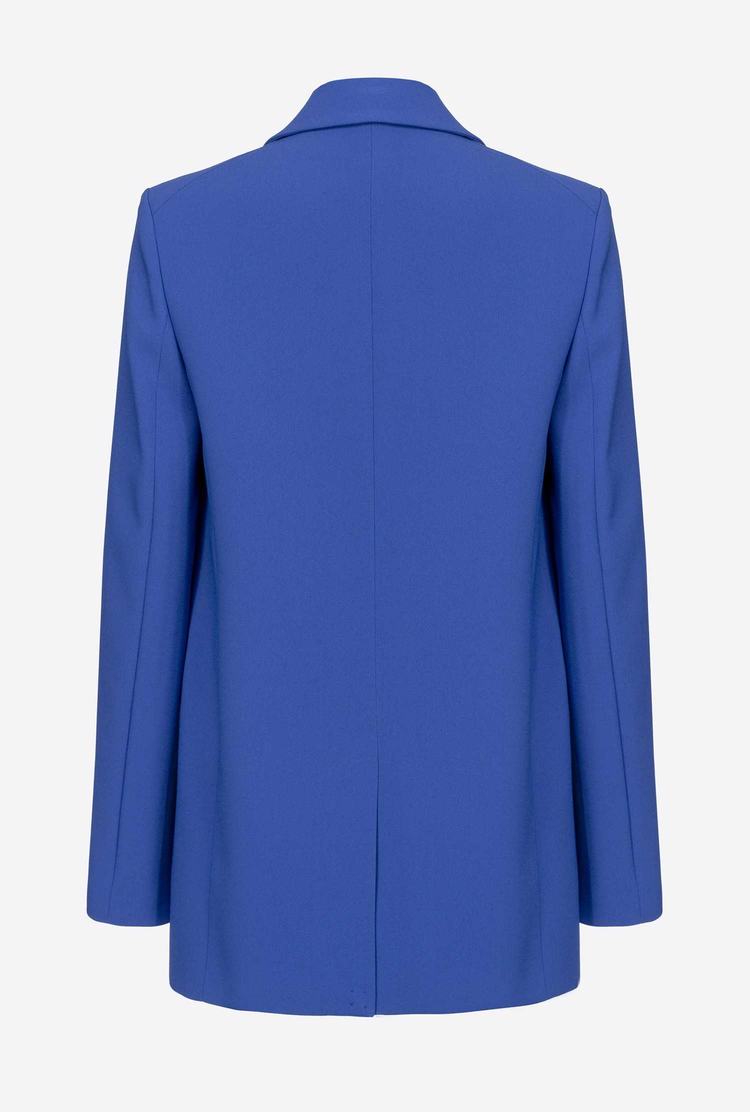 Women's Pinko Single-breasted Stretch Crêpe Blazers Blue | Australia-90173859