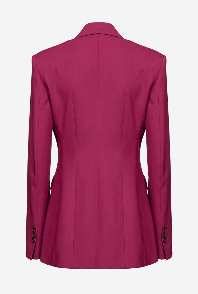 Women's Pinko Single-breasted Technical Wool Blazers Fuchsia | Australia-16379089