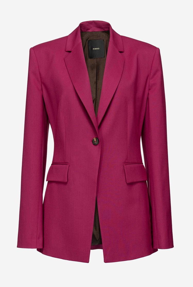 Women\'s Pinko Single-breasted Technical Wool Blazers Fuchsia | Australia-16379089