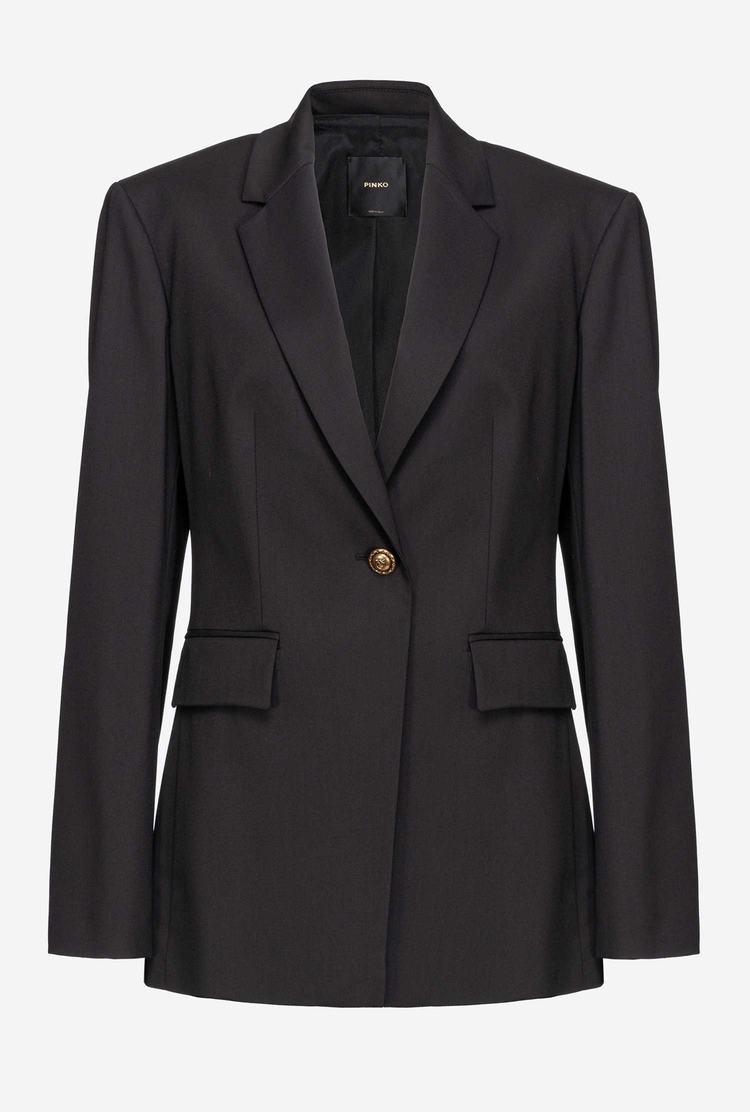 Women's Pinko Single-breasted Technical Wool Blazers Black | Australia-37526909