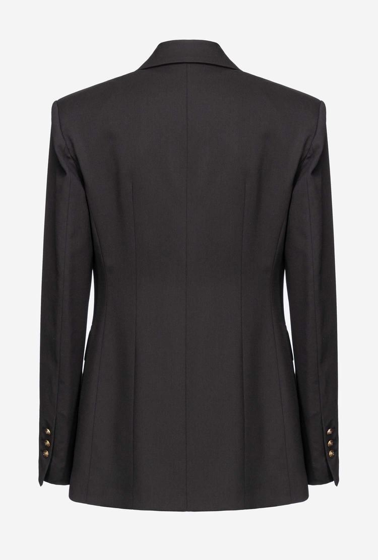 Women's Pinko Single-breasted Technical Wool Blazers Black | Australia-37526909