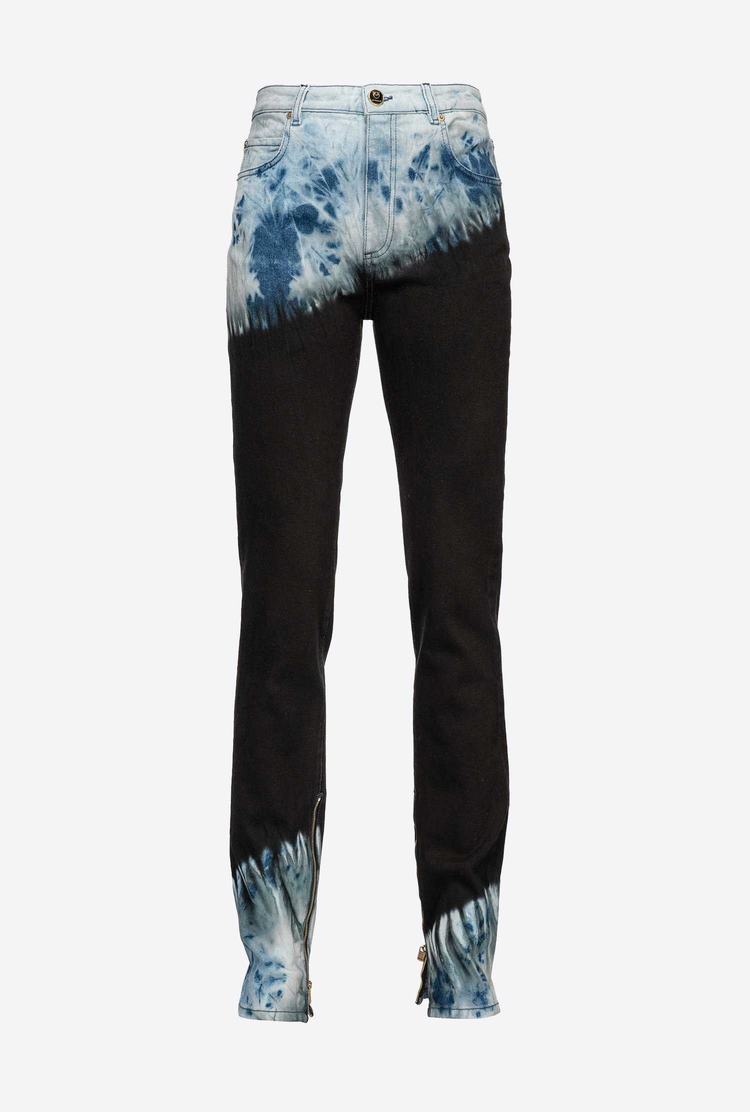 Women's Pinko Skinny Tie-dye Jeans Black/Blue/Grey | Australia-85063219