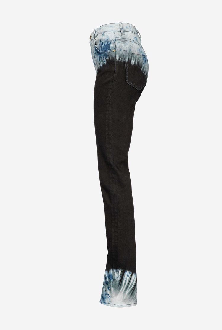 Women's Pinko Skinny Tie-dye Jeans Black/Blue/Grey | Australia-85063219