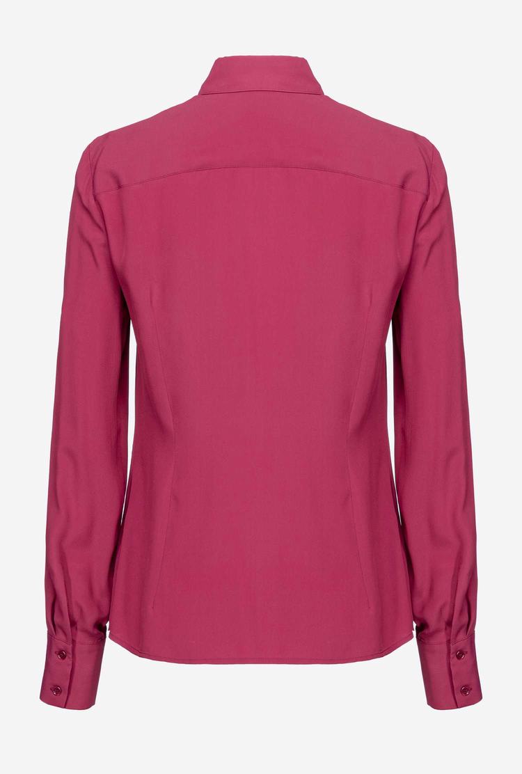 Women's Pinko Slim-fit Silk-blend Shirts Fuchsia | Australia-06231949