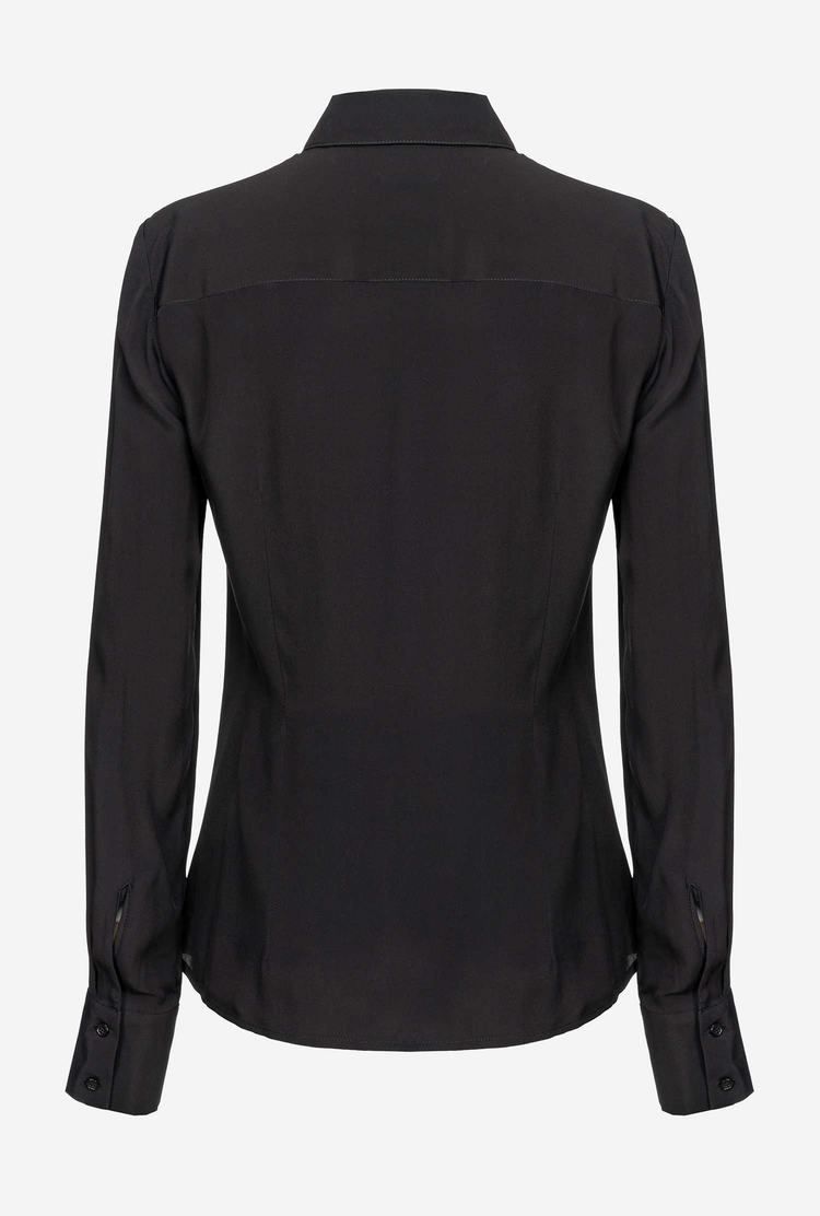 Women's Pinko Slim-fit Silk-blend Shirts Black | Australia-19025839