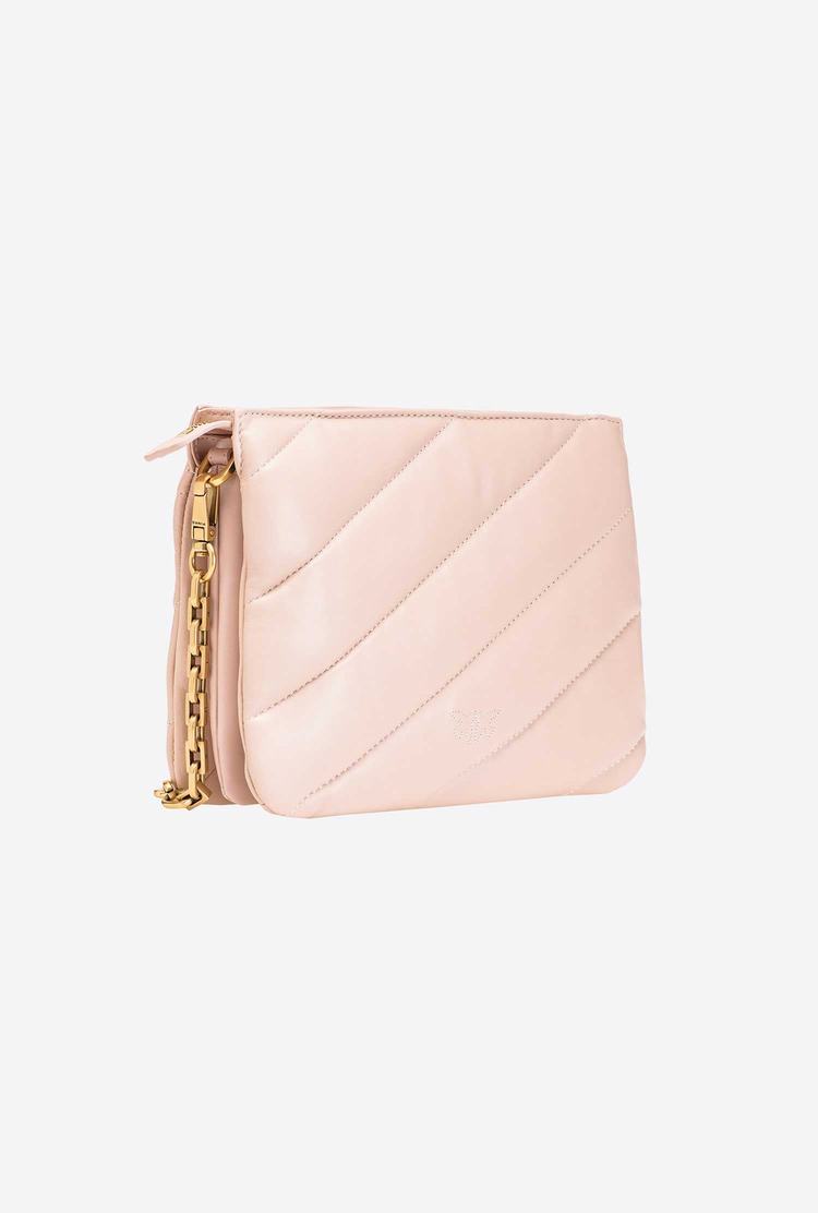 Women's Pinko Small Twins Bag Maxi Quilt Crossbody Bags Pink Gold | Australia-57148399