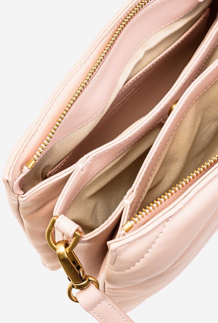 Women's Pinko Small Twins Bag Maxi Quilt Crossbody Bags Pink Gold | Australia-57148399