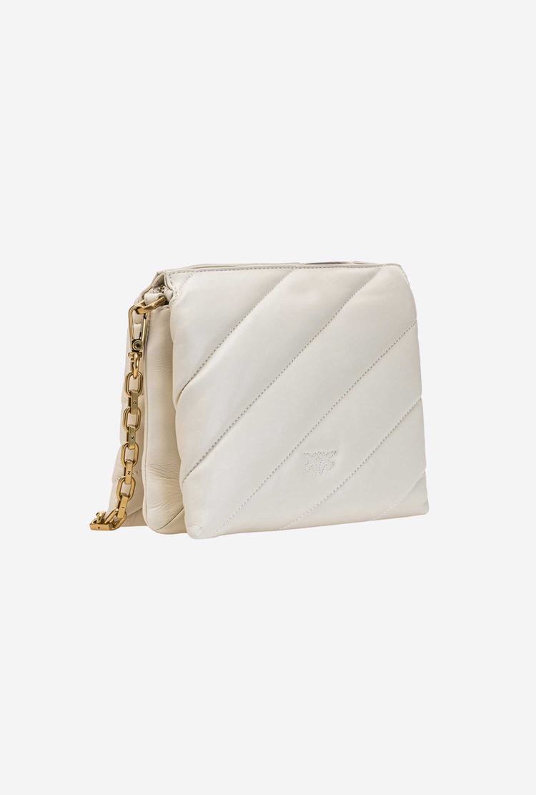 Women's Pinko Small Twins Bag Maxi Quilt Crossbody Bags White Gold | Australia-61509279