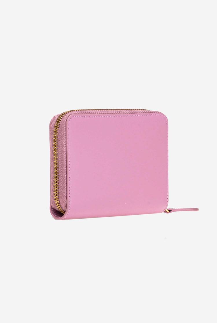 Women's Pinko Small Zip-around Leather Purses Pink Gold | Australia-51826399