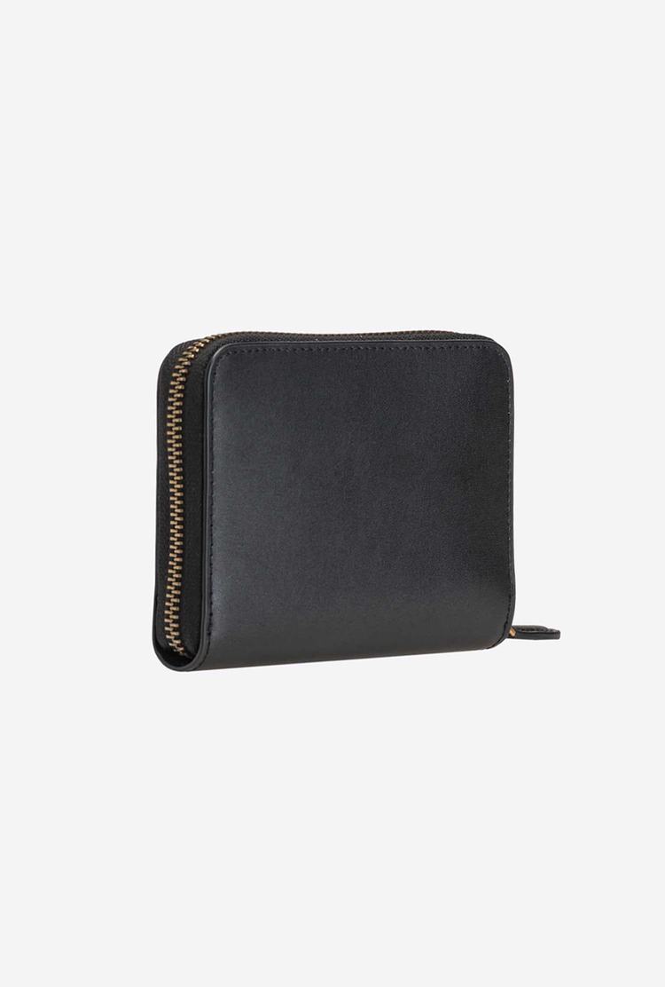 Women's Pinko Small Zip-around Leather Wallets Black Gold | Australia-81259609